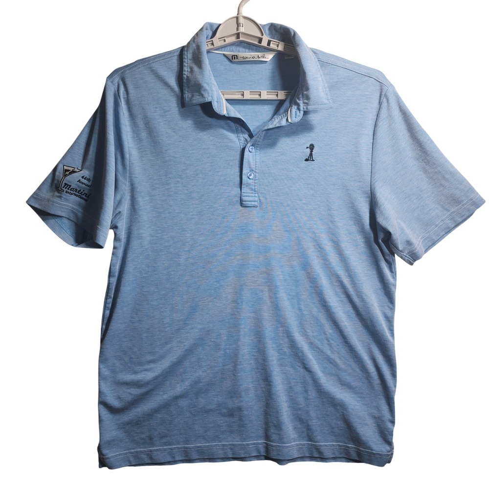 Travis Mathew Golf Polo‎ Shirt Martini INTERNATIONAL LOGO Mens Blue Size L